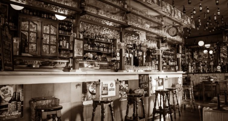 Sepia Print of an empty bar